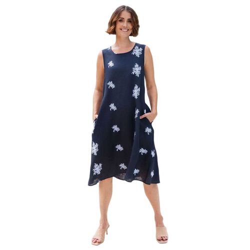 See Saw 100% Linen Sl Elastic Back Dress